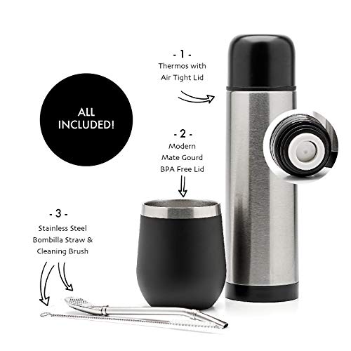Set Completo Yerba Mate | Thermos, Zucca In Acciaio E Bombilla | Acciaio Inossidabile 304 | Ideale Per Regalo O Uso Quotidiano - Foto 5