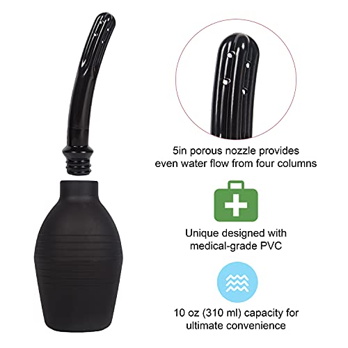 Premium Enema Douche Kit Bulb Cleansing with Nozzle 310ml Black