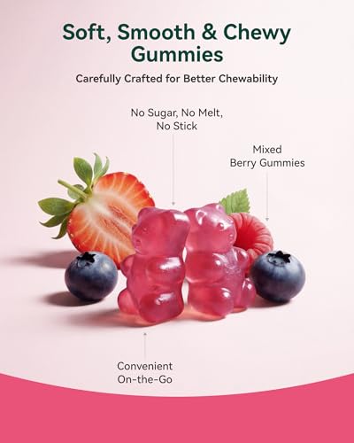 Magnesium Glycinate Gummies, Melatonin-Free & Sugar-Free Magnesium Supplement for Adults & Kids 4+, Supports Restful Sleep, Muscle Recovery & Calm Mood, 60 Count