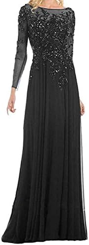 menoqo Women's 2018 New Long Sleeves Mother Of The Bride Dress Formal Evening Gown MNQ170406-Style 3-Black-US22W