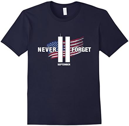 Men's Patriot Day. September 11. We will never forget T Shirt Large Navy