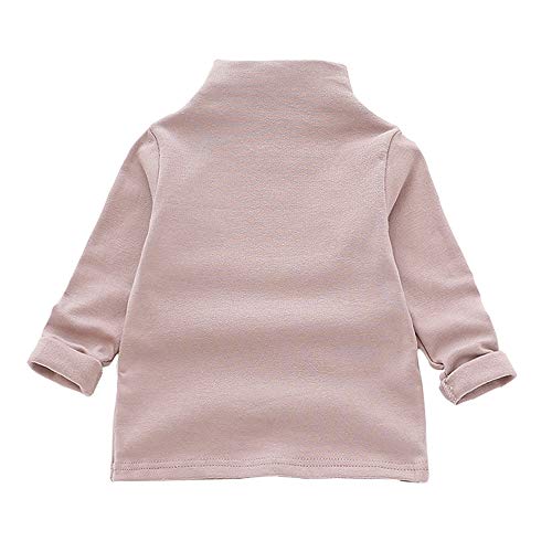 MODNTOGA Kids Baby Girls Basic Solid Color Turtleneck T-Shirt Tops Long Sleeve Clothes (Pink, 90(18-24Months))