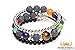 Essential Oil Diffuser Chakra Bracelet: Aromatherapy Bracelet w/Real Lava Rocks & Mineral Stones for Alignment & Relaxation w/Bonus Oil for Anxiety