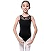 Gsha Girls Sleeveless Lace Ballet Dancewear Leotard Gymnastics Tops Costumes, Black, 150/11-12Y