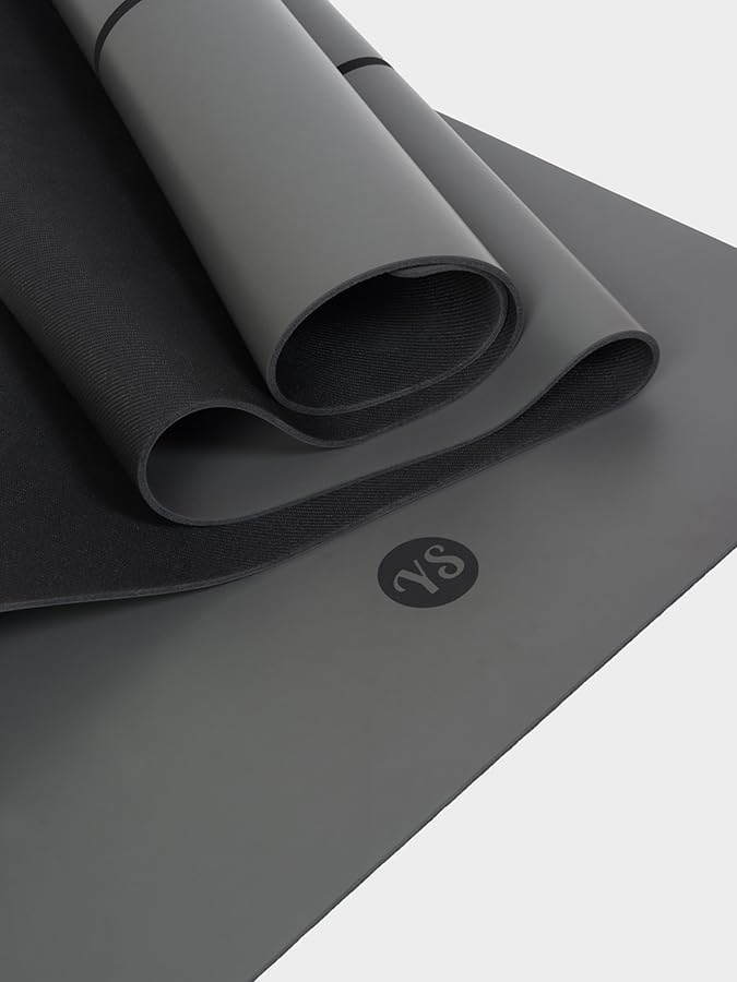Yoga Studio The Grip Alignment Mat 4mm - 183cm x 61cm | Non-Slip Base | Moisture-Absorbing | Thick Latex-Free (Charcoal)