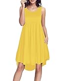 Ineffable Women's Sleeveless Pockets Casual Loose Swing Flare Dress