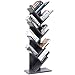 SUPERJARE 9-Shelf Tree Bookshelf | Thickened Compact Book Rack Bookcase | Display Storage Furniture for CDs, Movies & Books | Gray