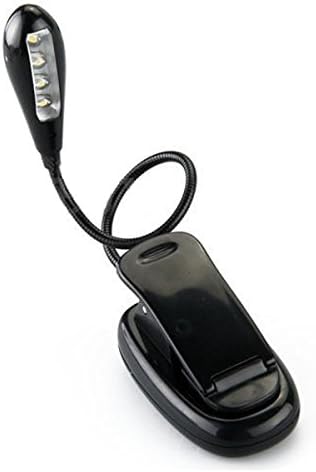 Richyi Music Stand Led light Clip On Orchestra Single Head 4 White LED Book Reading Black