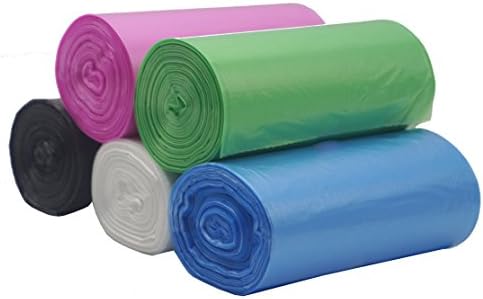Small Trash Bag,Gereen 2-2.6 Gallon Extra Strong Trash Bag Garbage Bag Trash Can Liner,150 Counts 5 Color for Home,Office,Car (2.0-2.6 Gallon, Black+White+Pink+Blue+Green)