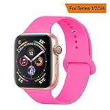 YC YANCH YANCH for Apple Watch Band 38mm, Soft Silicone Sport Band Replacement Wrist Strap for iWatch Nike+,Sport,Edition,S/M,Barpink