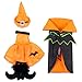 E-Living Halloween Wine Bottle Covers, Black & Orange Bat Cape w/Orange Witch Outfit