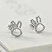 Paialco Sterling Silver Dainty Bunny Rabbit Ears Earring Studs for Girls, White Rhodium Plating