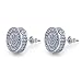 SHINY.U 925 Sterling Silver Iced out CZ Premium Diamond Cluster Zirconia Round Screw Back Circle Stud Earrings for Men Hip Hop Jewelry
