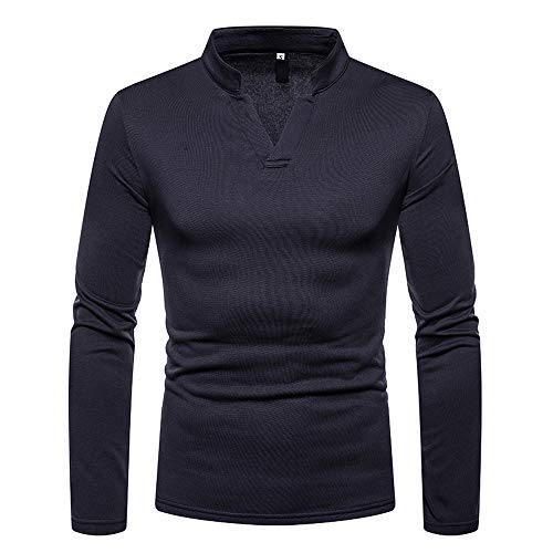 Clearance !GREFER Men's Long Sleeve Base Shirt Autumn Winter Casual Brushed V-Neck Top Blouse