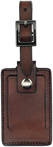 UER Unisex Handcrafted High Quality Genuine Leather Luggage Bag Tag with Adjustable Buckle (dark taupe)