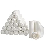 24 Gauze Bandage Rolls with Medical Tape, Stretch Bandage Roll, 4 x 4 Yards Stretched, FDA Approved, Medical Grade Sterile First Aid Wound Care, Dressing, by California Basics