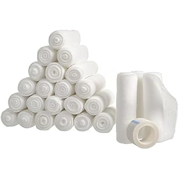 24 Gauze Bandage Rolls with Medical Tape, Stretch Bandage Roll, 4