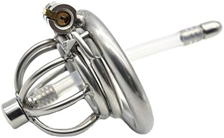 ZhengyaStainless Male Chastit-y Cag-e Device Belt Urethr-al Tube w/Barbed Anti-Off Ring ZCS162 (50mm Ring)