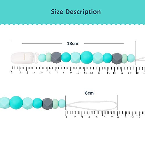 MCGMITT Silicone Pacifier Clip with Turtle Teether, Binky Holder Teething Beads Relief Toys for Baby Girls Boys - Thumbnail 4