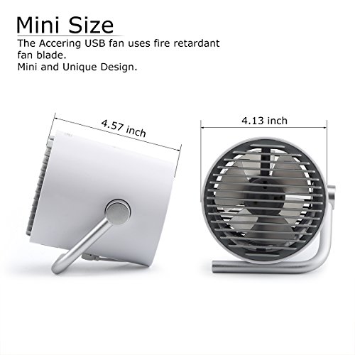 Small Quiet Desk USB Fan, Accering Portable Mini Personal Table Fans