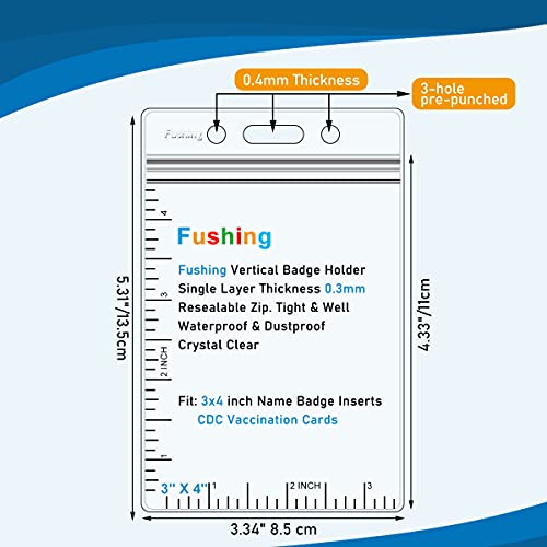 Fushing Pack of 100 Clear Plastic Vertical Badge Holders, Name Tag