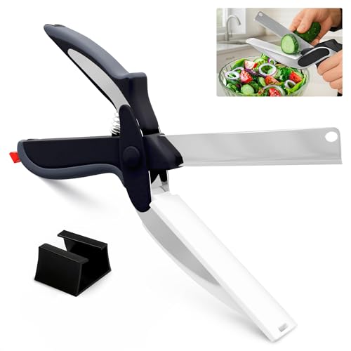 Photo 1 of 2 in 1 Kitchen Scissors for Food – Stainless Steel Blade & Plastic Cutting Board Scissors with Safety Lock | 9.6" Tomato Knife, Fruit & Vegetable Cutter – Easy-to-Use Kitchen Shears for Meat, Cheese