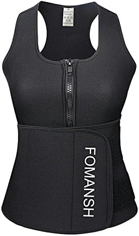 FOMANSH Neoprene Waist Trainer, Corset Vest Sweat Vest Sauna Suit Women Waist Shaper with Adjustable Waist Trimmer Belt