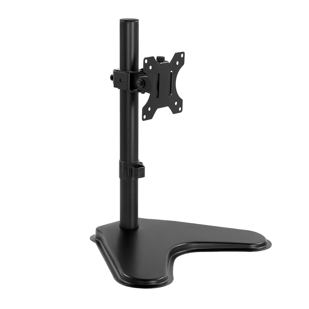 Photo 1 of KKTONER Single Computer Monitor Stand Metal Base Free Standing Desk Vesa Mount for 13 inch to 32 inch Screen Height Adjustable Monitor Mount Full Motion Swivel Vesa 75*75mm/100*100mm Hold up 17.6Lbs