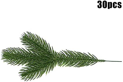 Fanville 30 PCS Artificial Pine Tree Branches Fake Pine Branches Plastic Shrubs Greenery Simulation Plant Flower Accessories for Wreath Christmas Décor