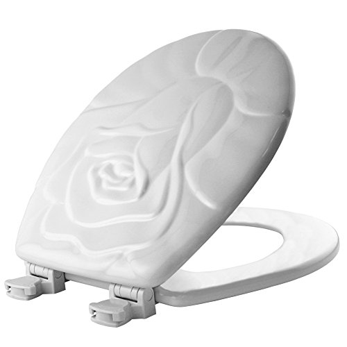Mayfair 28EC 000 Rose Sculptured Molded Wood Toilet Seat with LiftOff