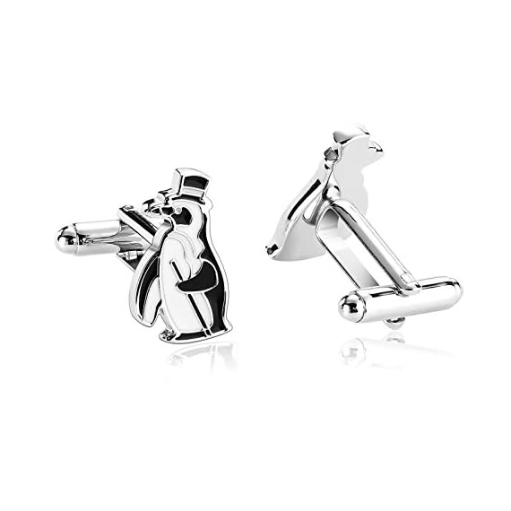 Aooaz-Mens-Cufflinks-Stainless-Steel-Unique-Lovely-Animal-Penguin-Shirt-Black-White-Gothic-Xmas-Gift-Box