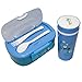 Bento Lunch Box Set for Kids & Adults with Insulated Lunch Bag and Water Bottle - Leakproof, BPA Free, Reusable Food Storage Containers Set | Microwave, Dishwasher and Freezer Safe. (Blue)