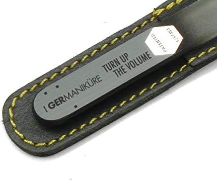 GERMANIKURE Czech Crystal Glass Nail File in Suede Leather Case - Turn UP The Volume - Professional Manicure & Pedicure Products for Smooth Easy Shaping of Natural Nails