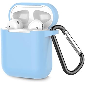 Airpods Case, Coffea AirPods Accessories Shockproof Case Cover Portable & Protective Silicone Skin Cover Case for Airpods 2 & 1 (Front LED Not Visible) - Sky Blue