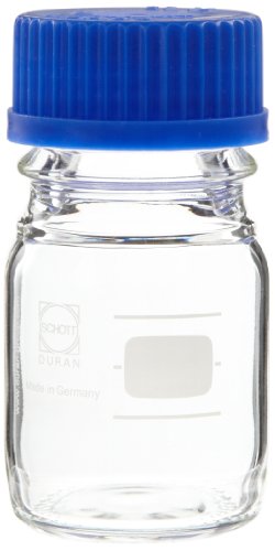 Chemglass CLS-1172-5L Glass 5000mL Schott Media Storage Bottle, with Blue Cap and GL-45 GPI Thread