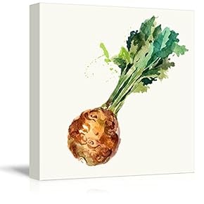 Square Canvas Wall Art - Celery Watercolor | Fruits Watercolor Art Illustrations - Giclee Print Gallery Wrap Modern Home Art Ready to Hang - 12x12 inches