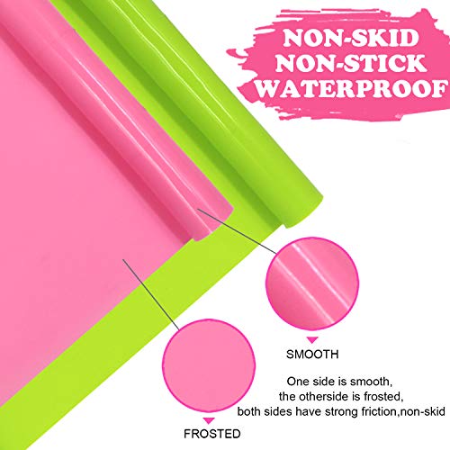 HiGift 2 Pack A3 Extra Large Silicone Mats for Crafts Jewelry Casting Molds Sheets with 2 PCS Silicone Stir Sticks 2 PCS Silicone Brushes for Crafting, Green & Pink (15.7 x 11.7 inches)