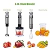 Hand Blender, 4 in 1 Food Processor with Stick Blender 600W, Vegetable Chopper, Egg Whisk Electric, 600ML Measuring Cup