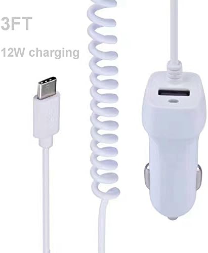SKYSON Rapid USB C Car Charger for Samsung Galaxy S8/S8 Plus/Note 8, LG V30/V20/G6/G5, HTC 10/U11/Bolt/Ultra with 1 Extrenal USB Port, Charge for iPhone X, iPhone 8 and other Lightning devices 3FT