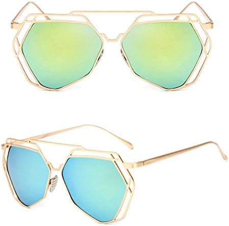 Niceskin Retro Cat Eye Sunglasses Shades for Women, PC and Metal (Gold&Yellow Green)