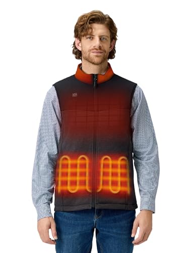 ORORO Men's Lightweight Heated Sweater Fleece Vest with USB-C Rechargeable Battery, Heated Recycled Fleece Vest