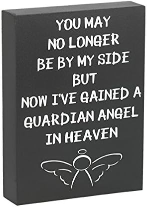 JennyGems I've Gained a Guardian Angel in Heaven Wooden Sign, In Loving Memory, Grief and Sympathy Gifts, Made in USA