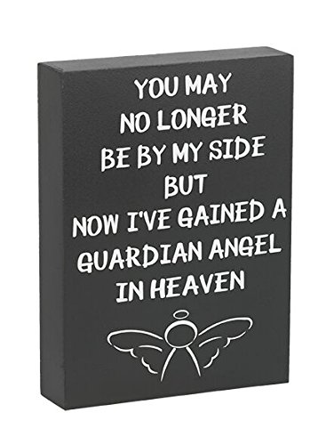 JennyGems I've Gained a Guardian Angel in Heaven Wooden Sign, In Loving Memory, Grief and Sympathy Gifts, Made in USA