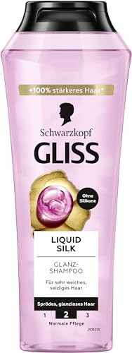Gliss Shampoo Liquid Silk (250 ml) Haarshampoo mit Ceramiden & Seide, Glanz-Shampoo für sprödes und stumpfes Haar glättet die Haaroberfläche 2