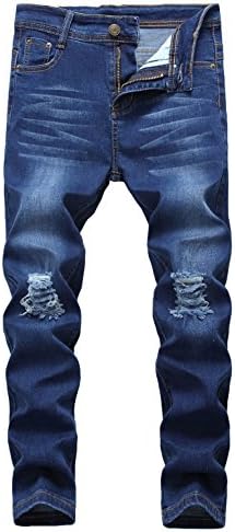 JeansNiu Boy's Ripped Skinny Jeans Destroyed Stretch Slim Distressed Pants