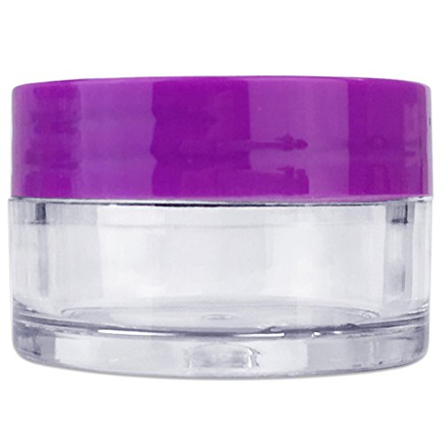 Beauticom 48 Pieces 20G/20ML Round Clear Jars with PURPLE Lids for Lotion, Creams, Toners, Lip Balms, Cosmetic Makeup Samples - BPA Free