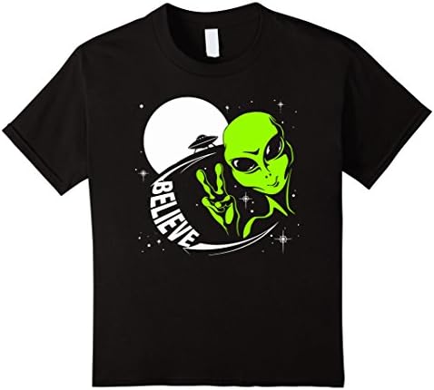 Kids Alien UFO-Believe T-shirt 4 Black