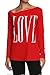 ANGVNS Women's Long Sleeve Off Shoulder Letter Print Tops T-Shirt … Red