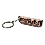 LROEZR 75 Anniversary 3D Font Grill Keychain Chain Key Ring for Jeep Driver Enthusiast Automotive Laser Cut Metal Emblem Keyring Red Bronze(1941-2016) BY