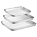 Baking Sheet Set of 3, Zacfton Stainless Steel Cookie Sheet Set 3 Pieces Toaster Oven Tray Pan Rectangle Size Non Toxic & Healthy,Superior Mirror Finish & Easy Clean, Dishwasher Safe